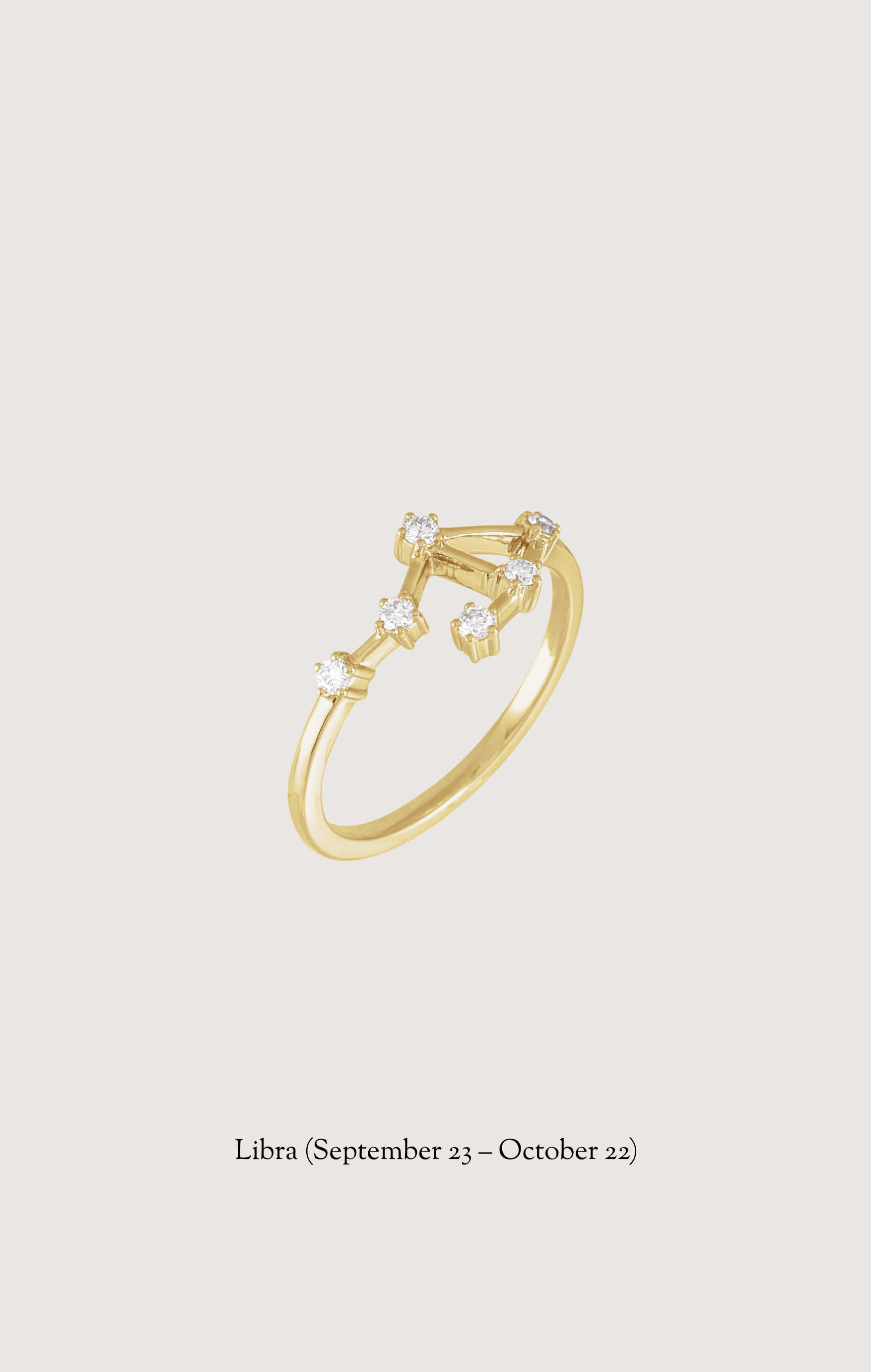 Libra zodiac constellation ring in 14k yellow gold with natural diamonds | Whxte Atelier