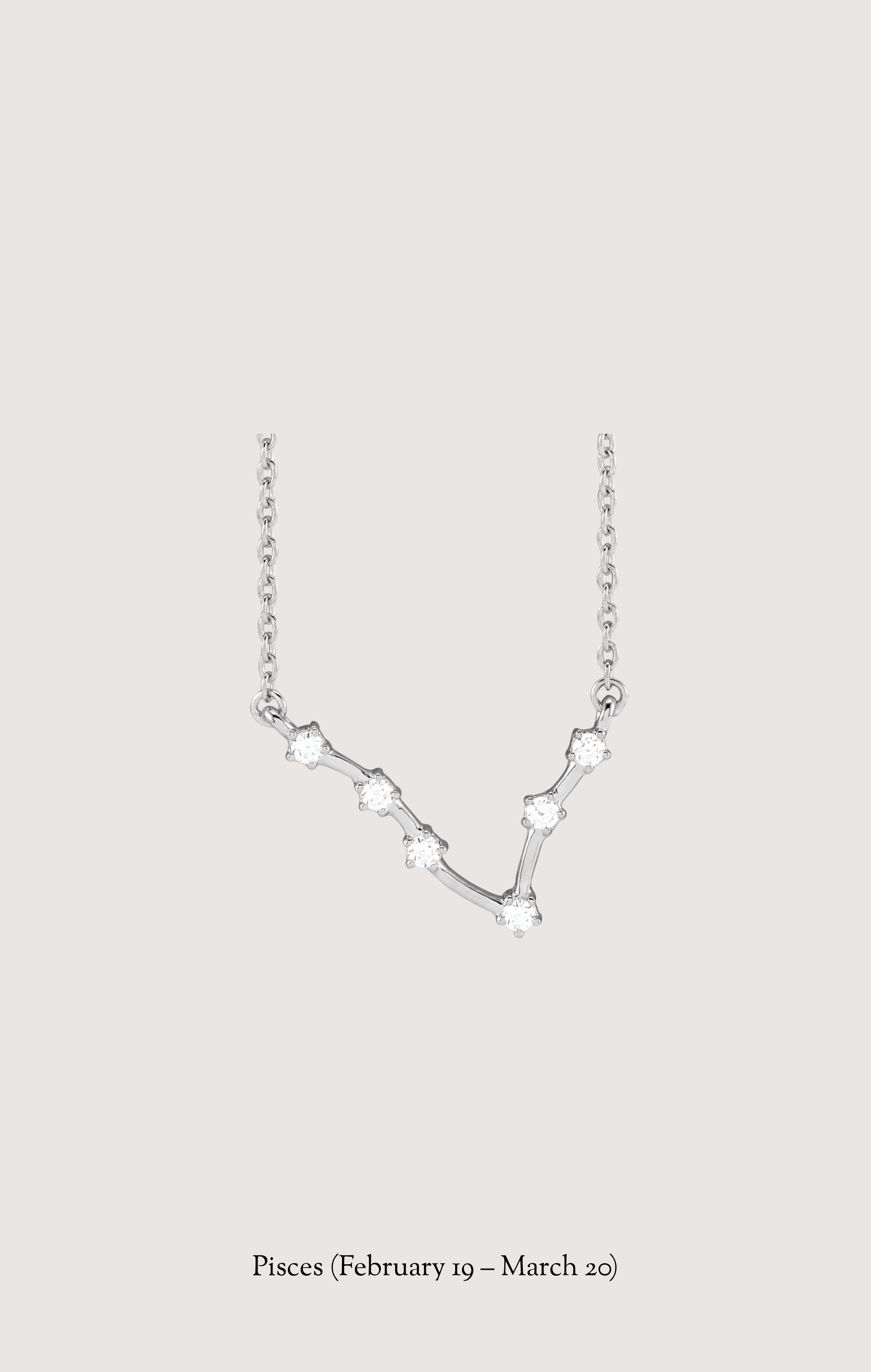 Pisces zodiac constellation necklace in 14k white gold with natural diamonds | Whxte Atelier
