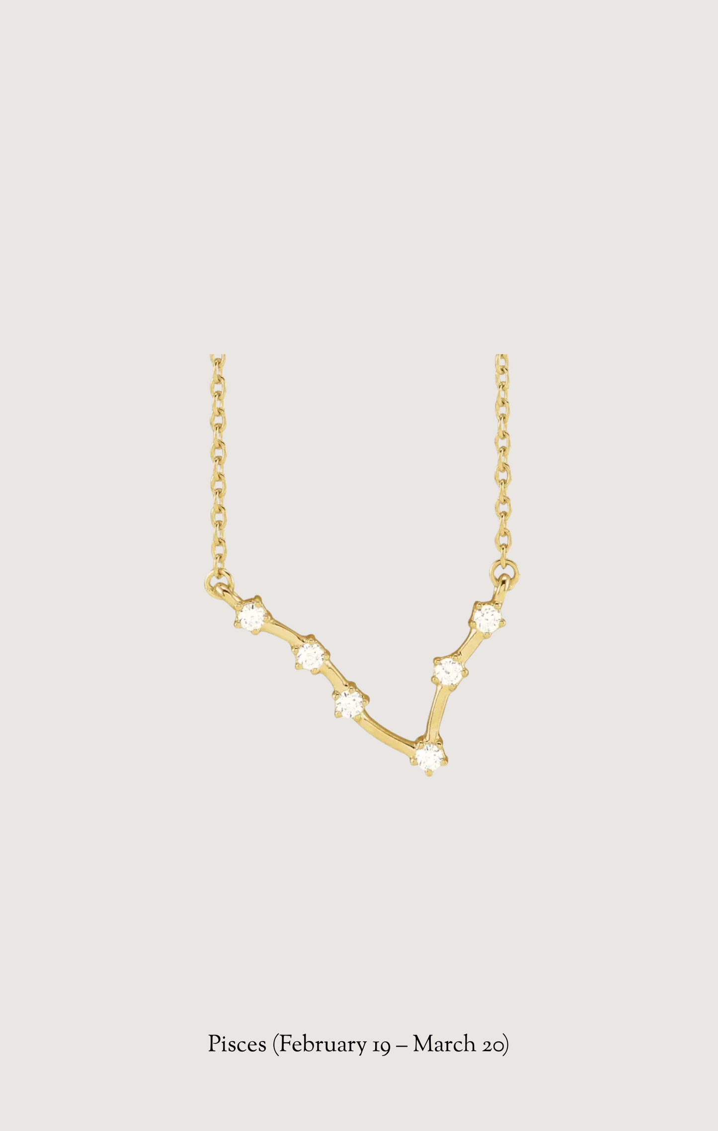 Pisces zodiac constellation necklace in 14k yellow gold with natural diamonds | Whxte Atelier