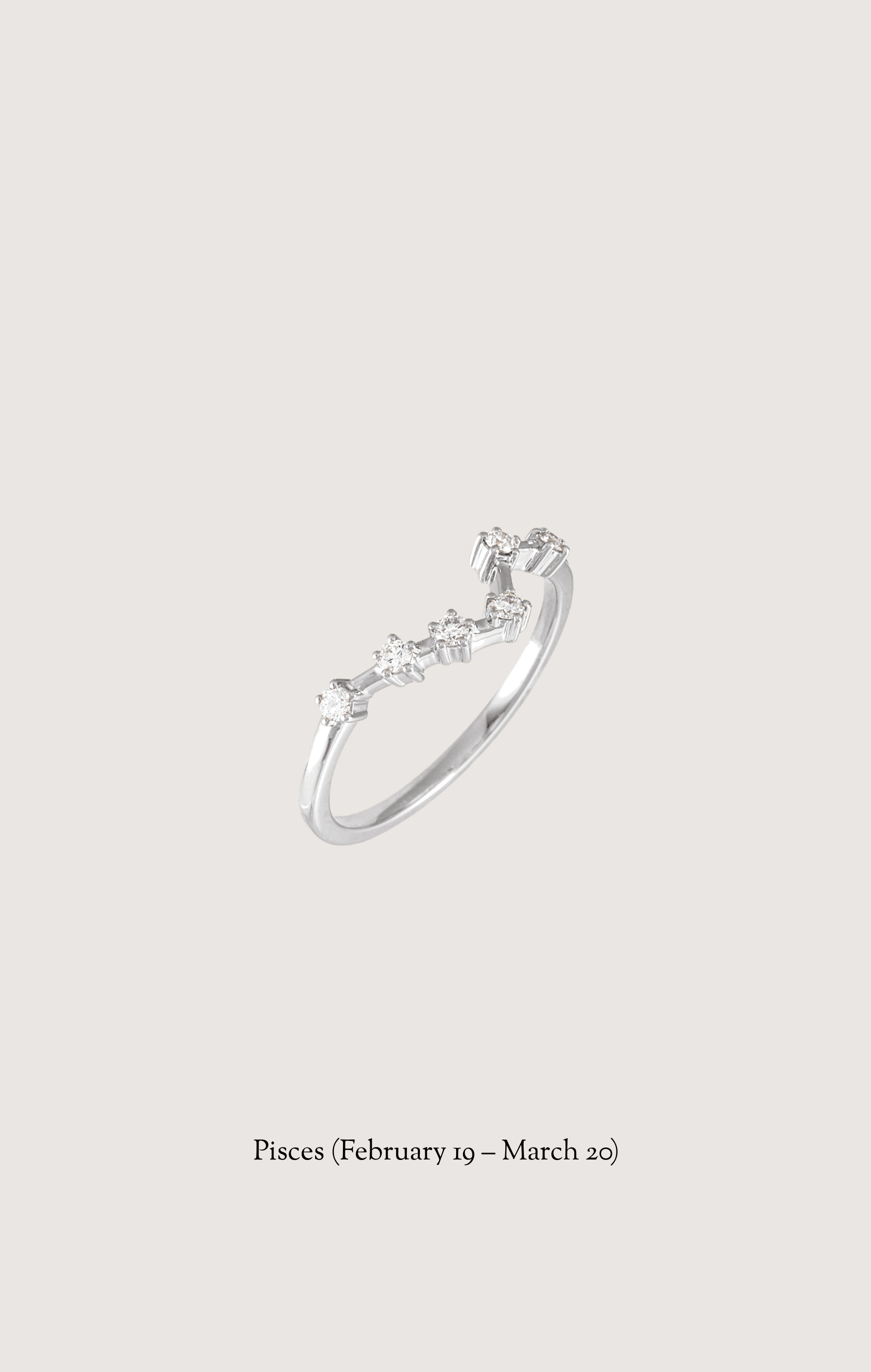 Pisces zodiac constellation ring in 14k white gold with natural diamonds | Whxte Atelier