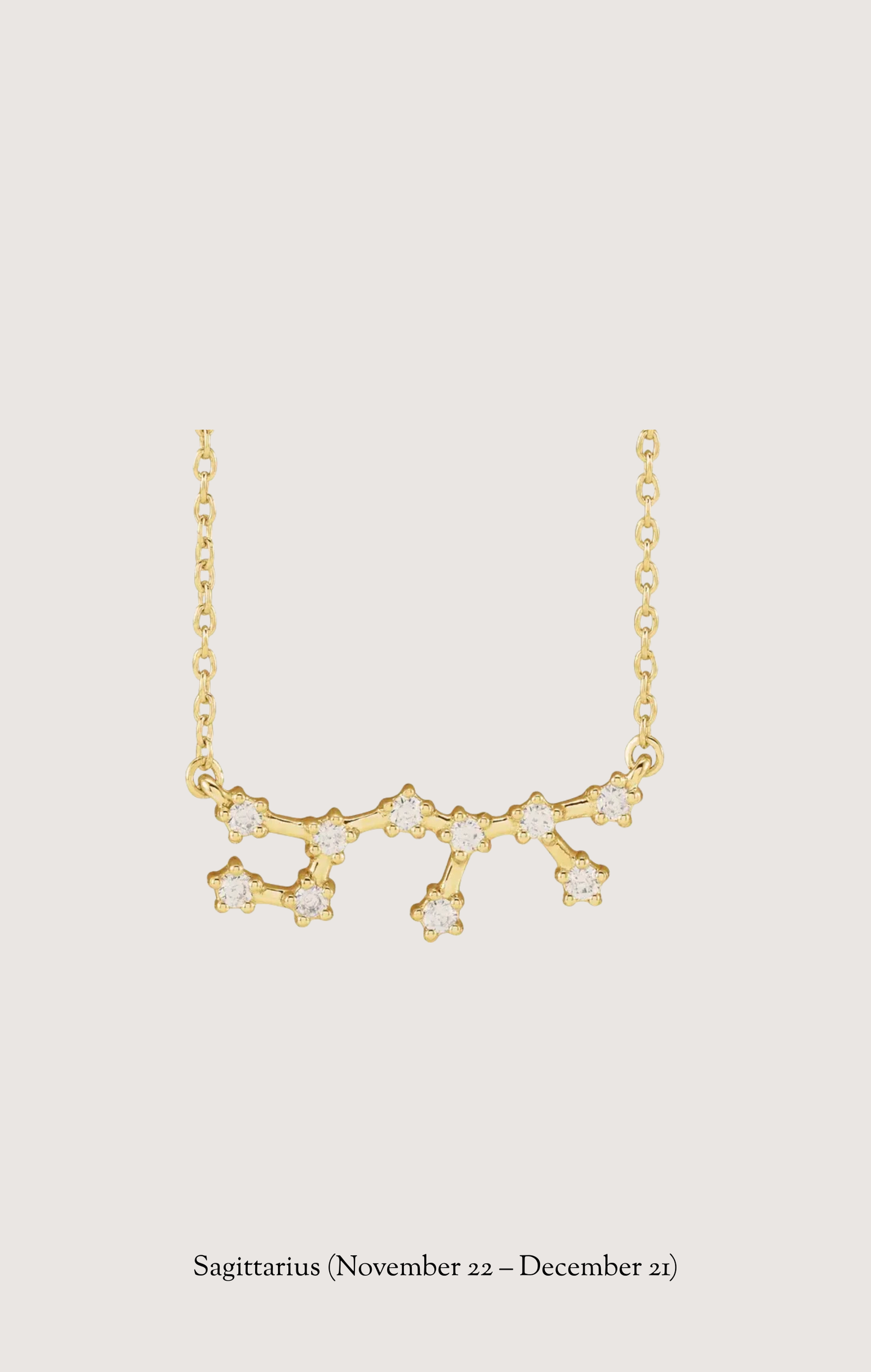 Sagittarius zodiac constellation necklace in 14k yellow gold with natural diamonds | Whxte Atelier