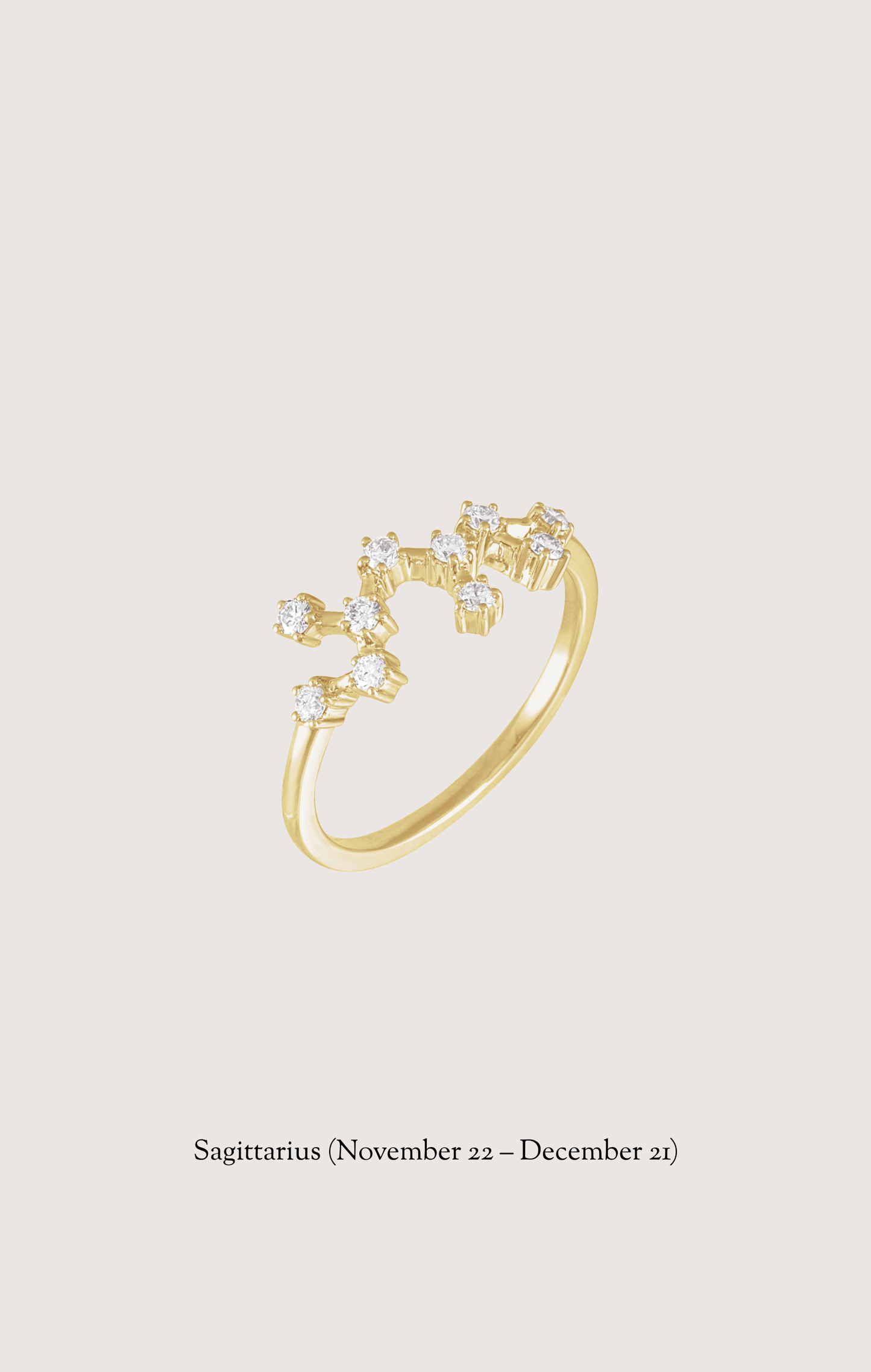 Sagittarius zodiac constellation ring in 14k yellow gold with natural diamonds | Whxte Atelier