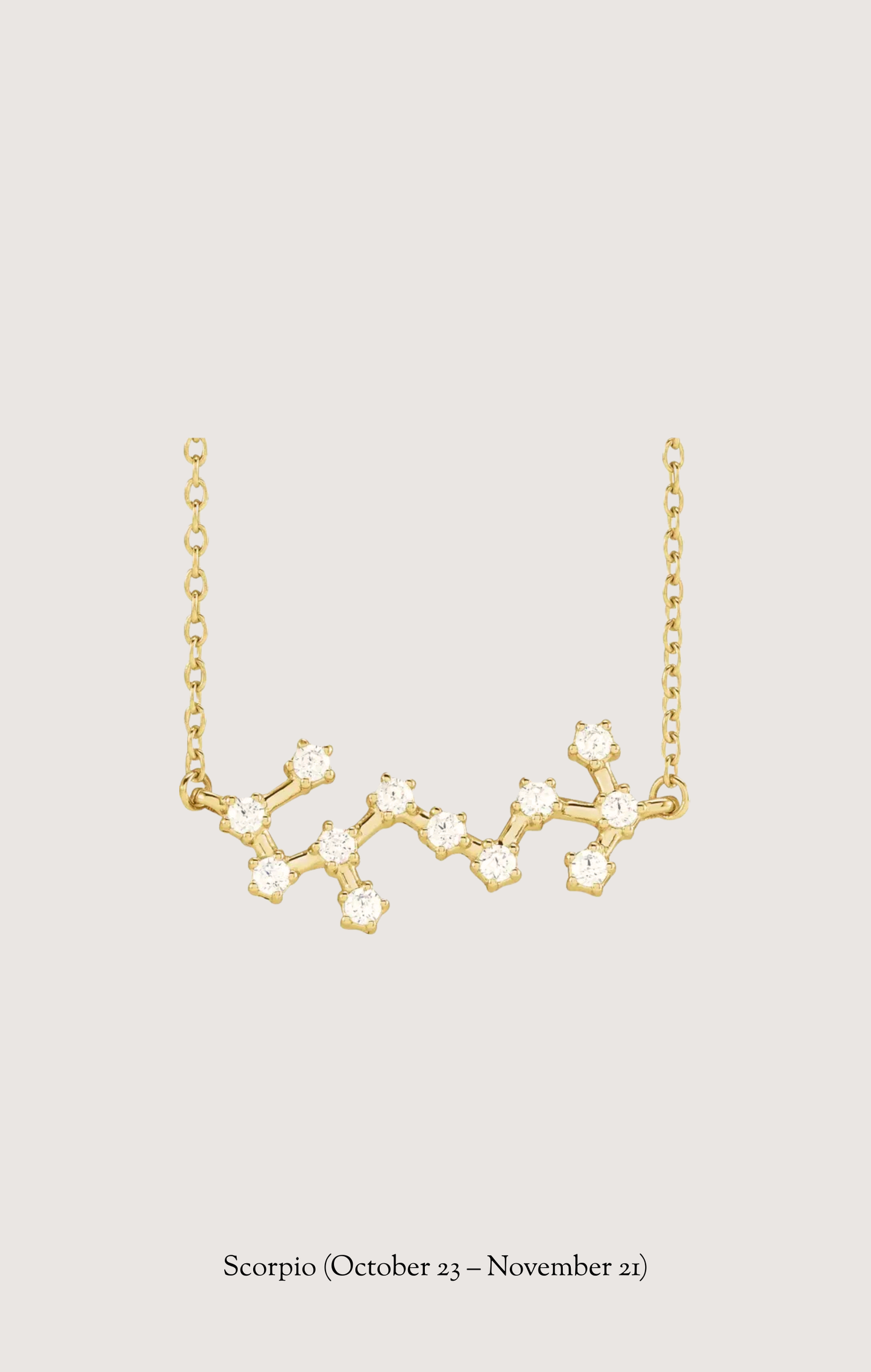 Scorpio zodiac constellation necklace in 14k yellow gold with natural diamonds | Whxte Atelier