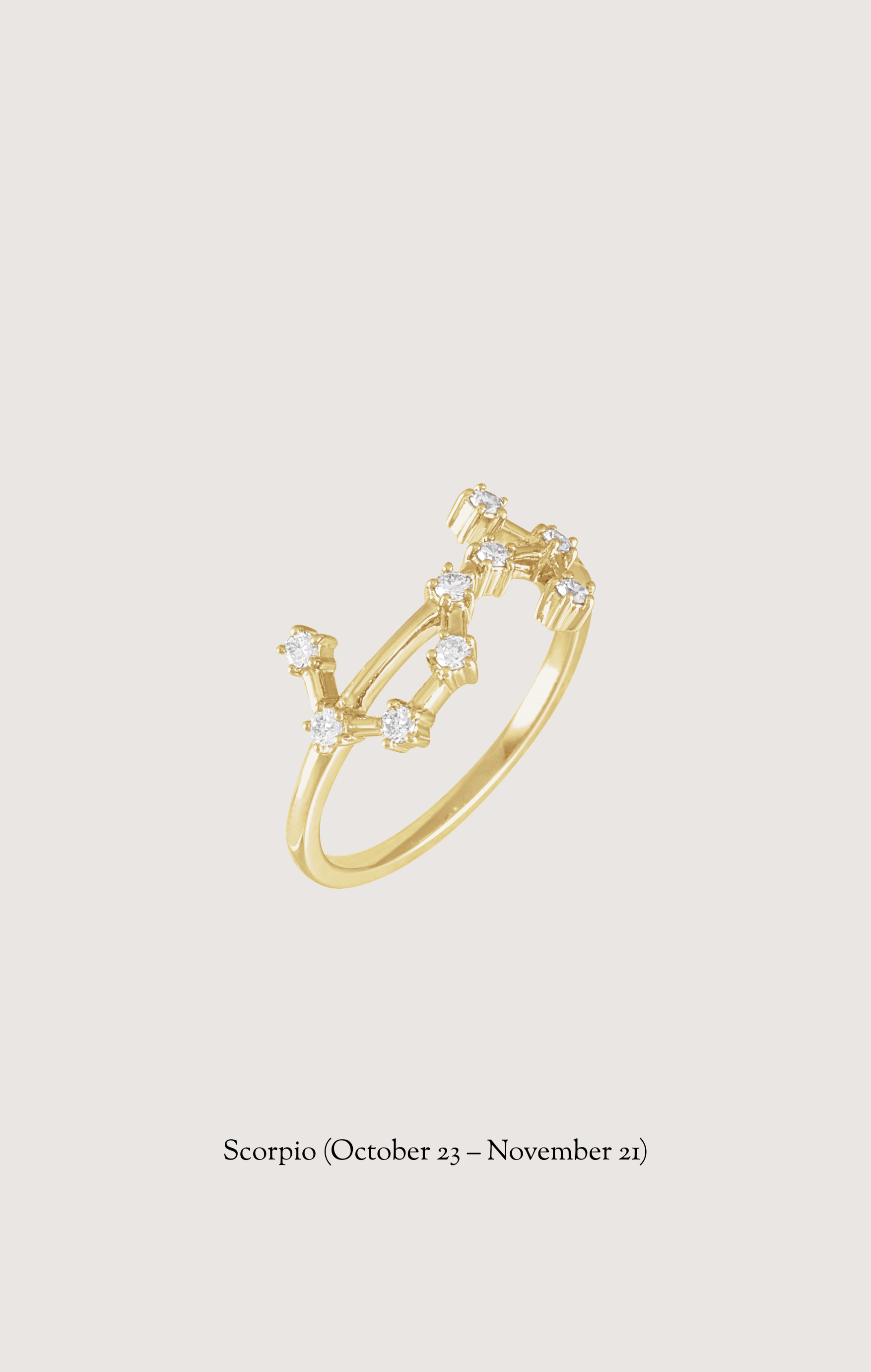 Scorpio zodiac constellation ring in 14k yellow gold with natural diamonds | Whxte Atelier