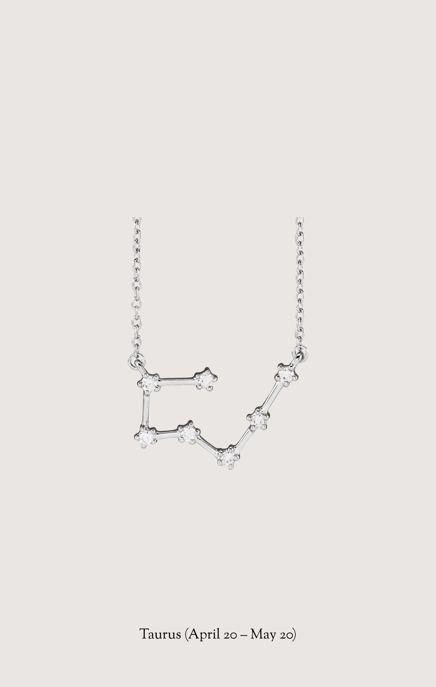 Taurus zodiac constellation necklace in 14k white gold with natural diamonds | Whxte Atelier