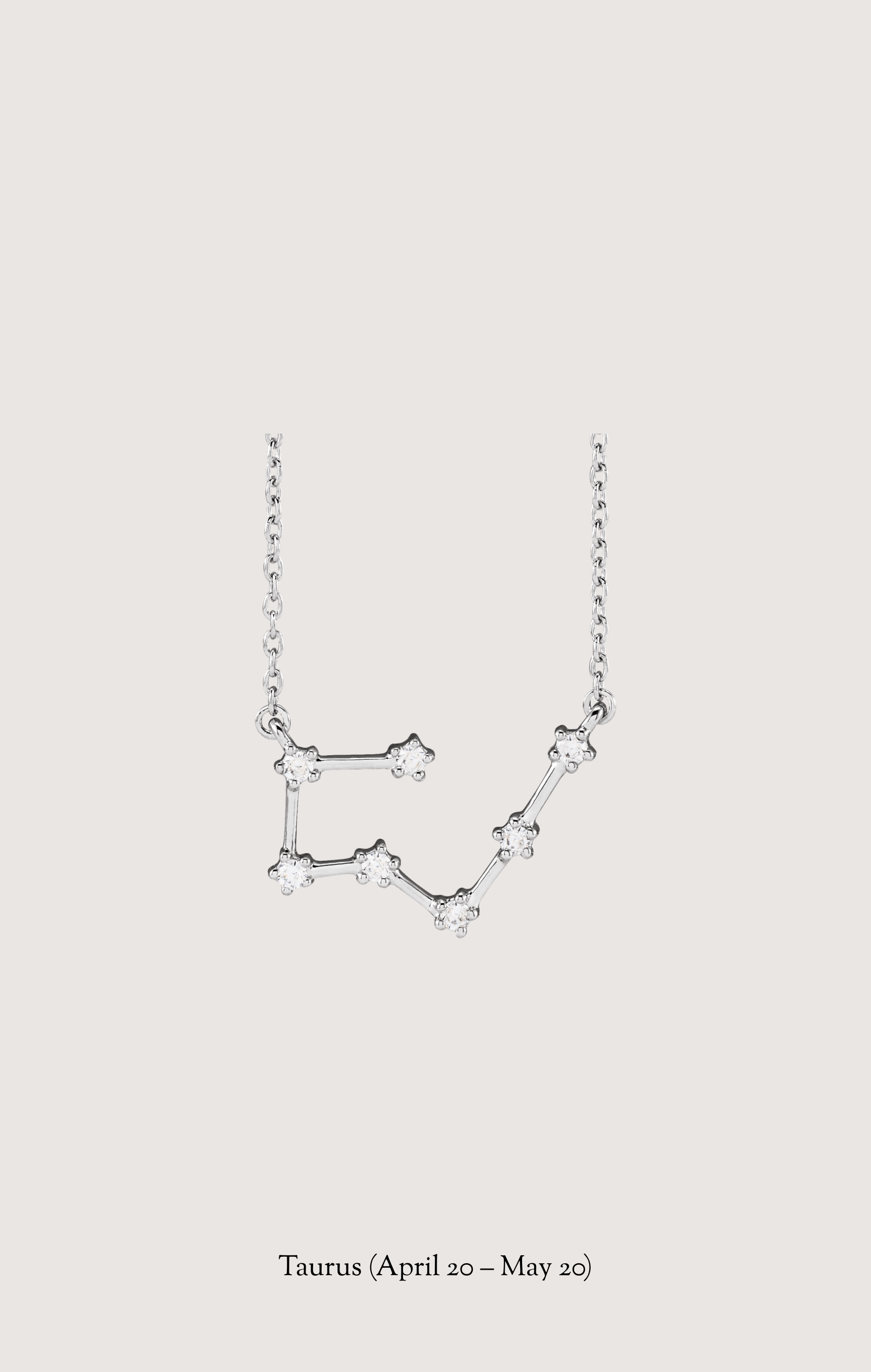 Taurus zodiac constellation necklace in 14k white gold with natural diamonds | Whxte Atelier