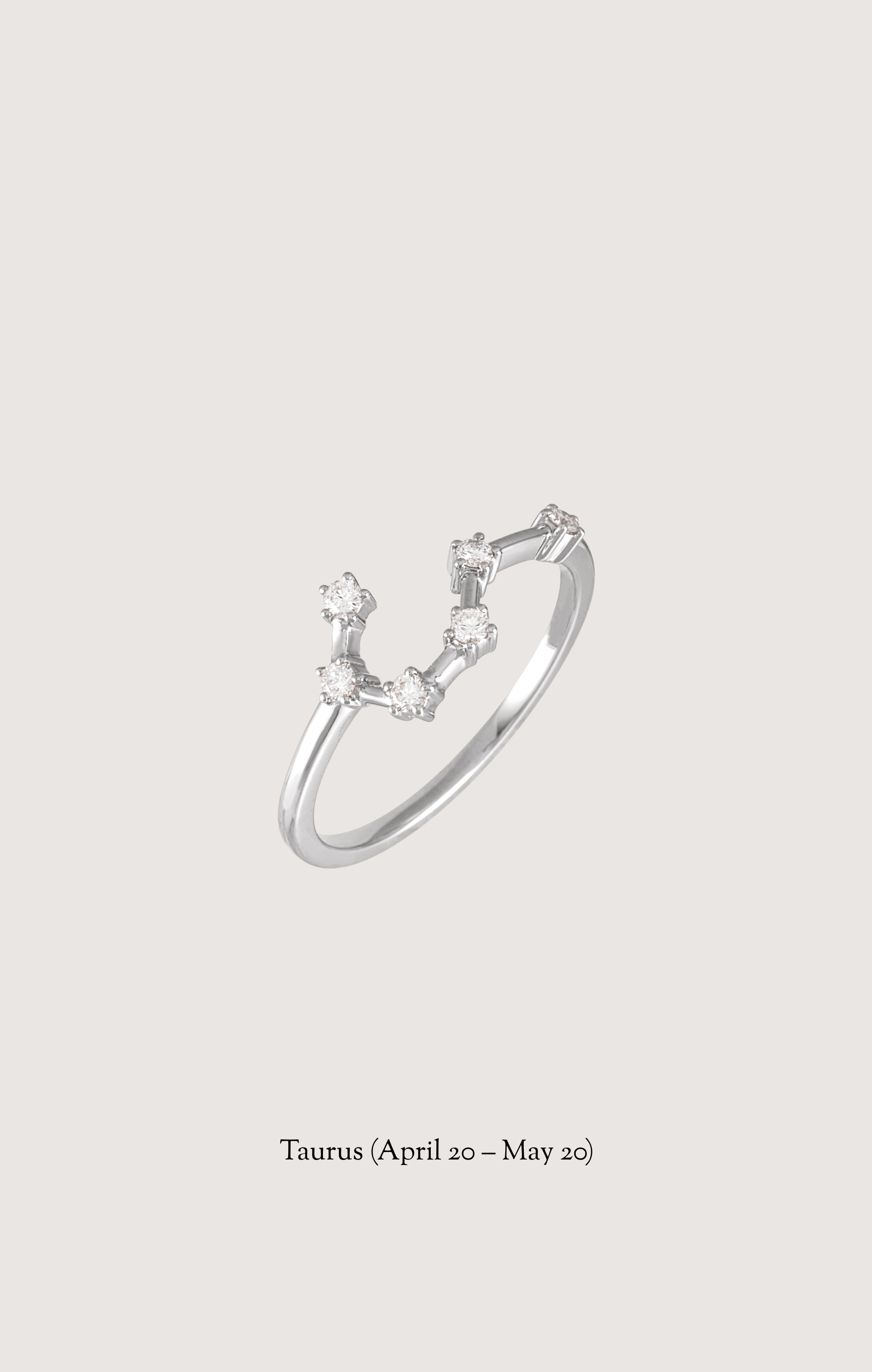 Taurus zodiac constellation ring in 14k white gold with natural diamonds | Whxte Atelier
