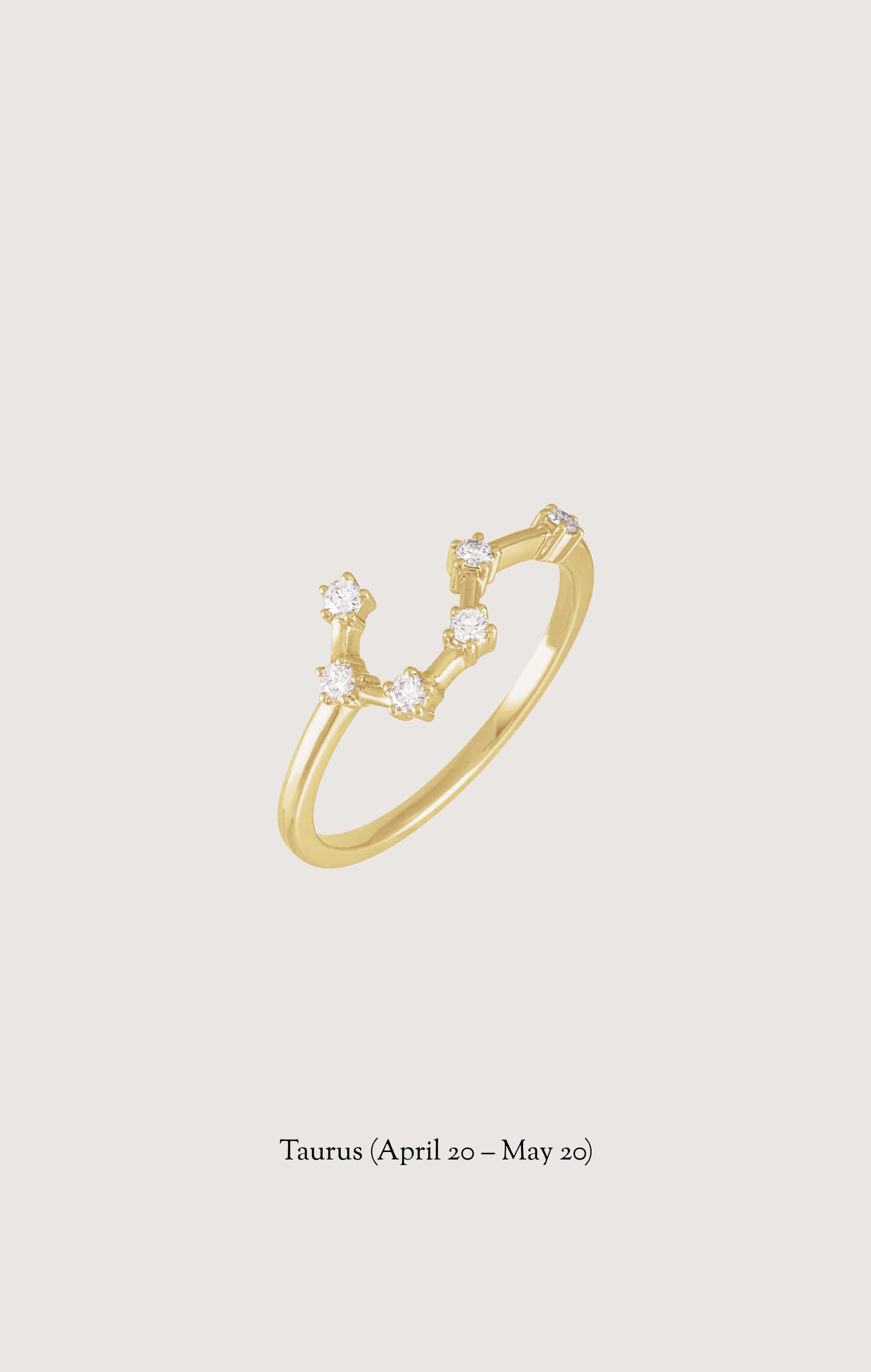 Taurus zodiac constellation ring in 14k yellow gold with natural diamonds | Whxte Atelier