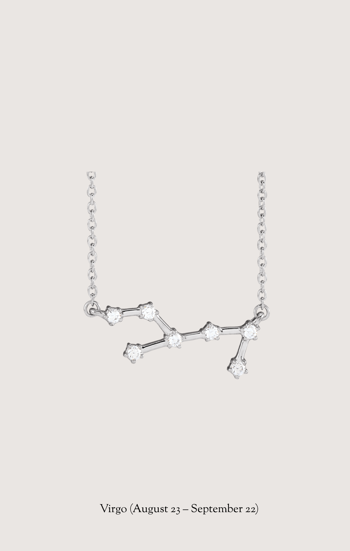 Virgo zodiac constellation necklace in 14k white gold with natural diamonds | Whxte Atelier