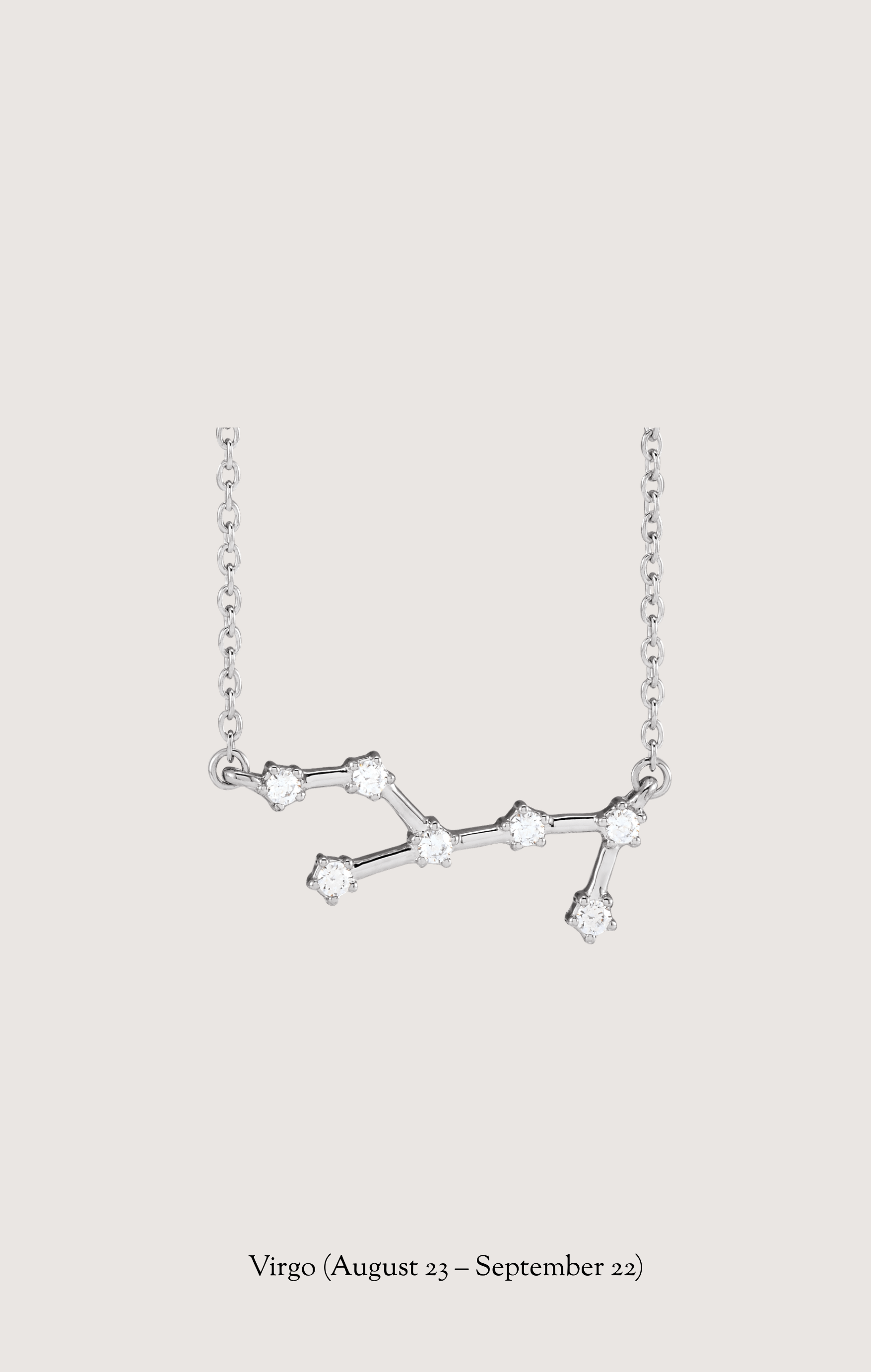 Virgo zodiac constellation necklace in 14k white gold with natural diamonds | Whxte Atelier