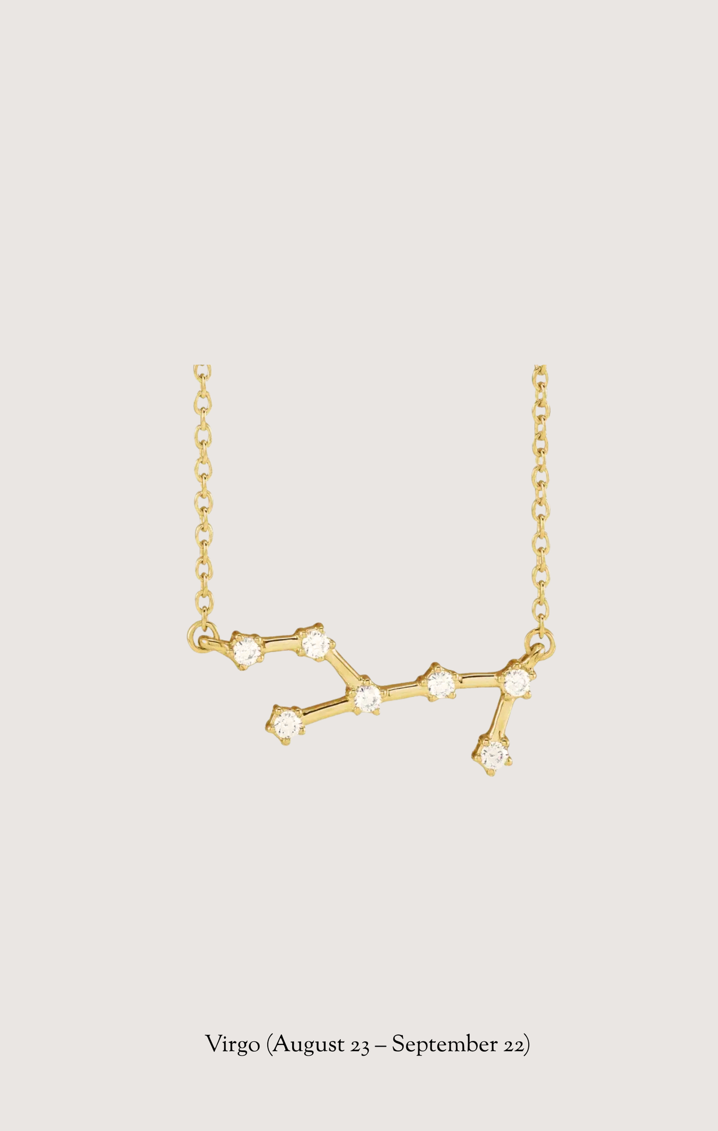 Virgo zodiac constellation necklace in 14k yellow gold with natural diamonds | Whxte Atelier