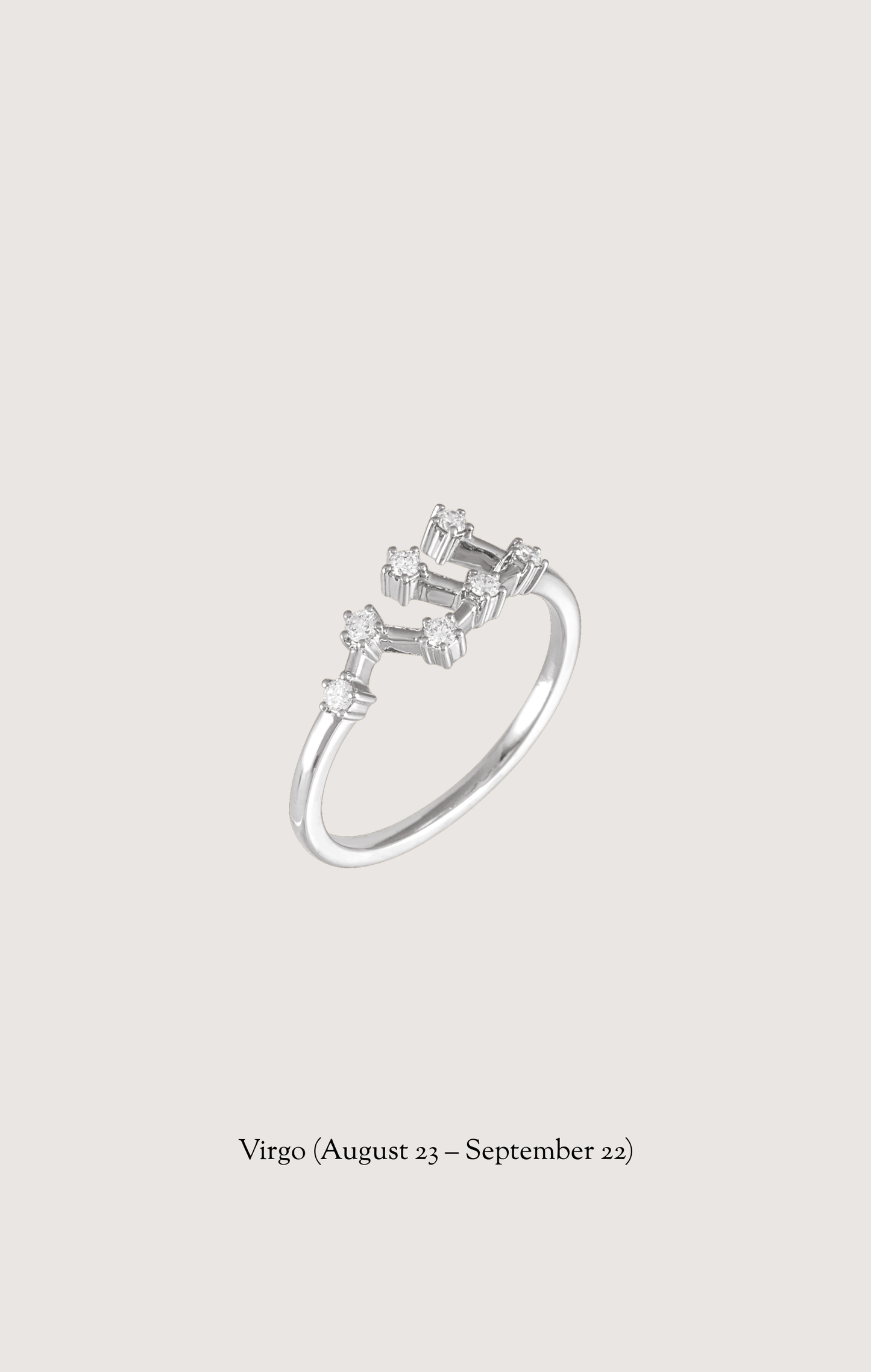 Virgo zodiac constellation ring in 14k white gold with natural diamonds | Whxte Atelier