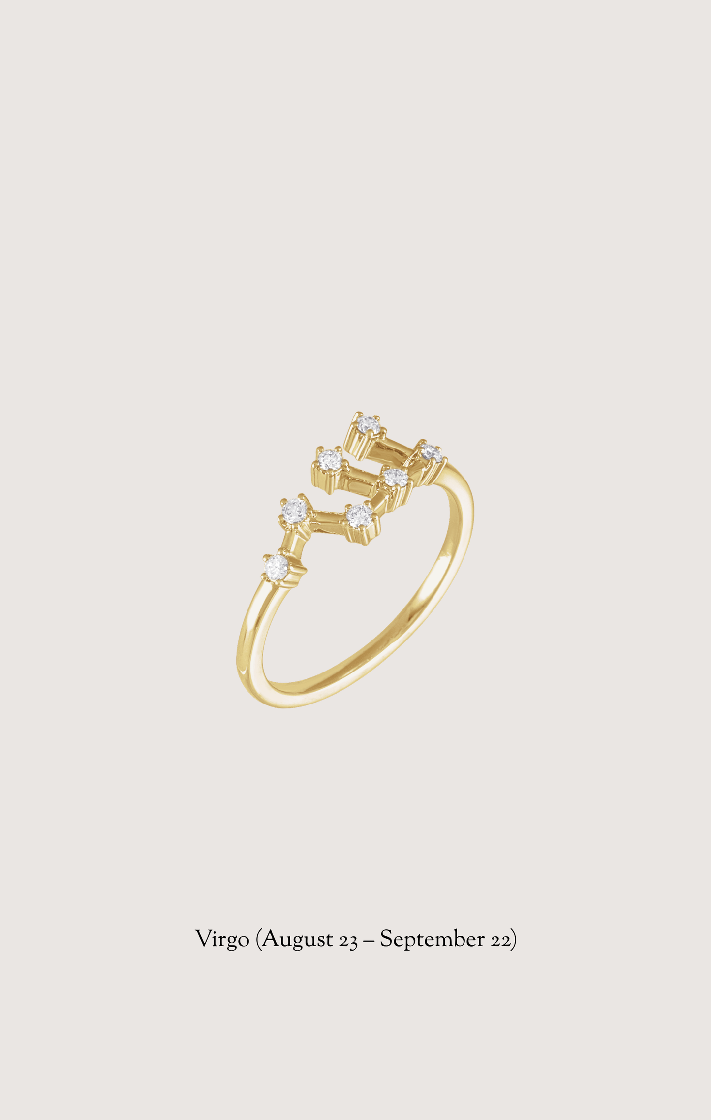 Virgo zodiac constellation ring in 14k yellow gold with natural diamonds | Whxte Atelier