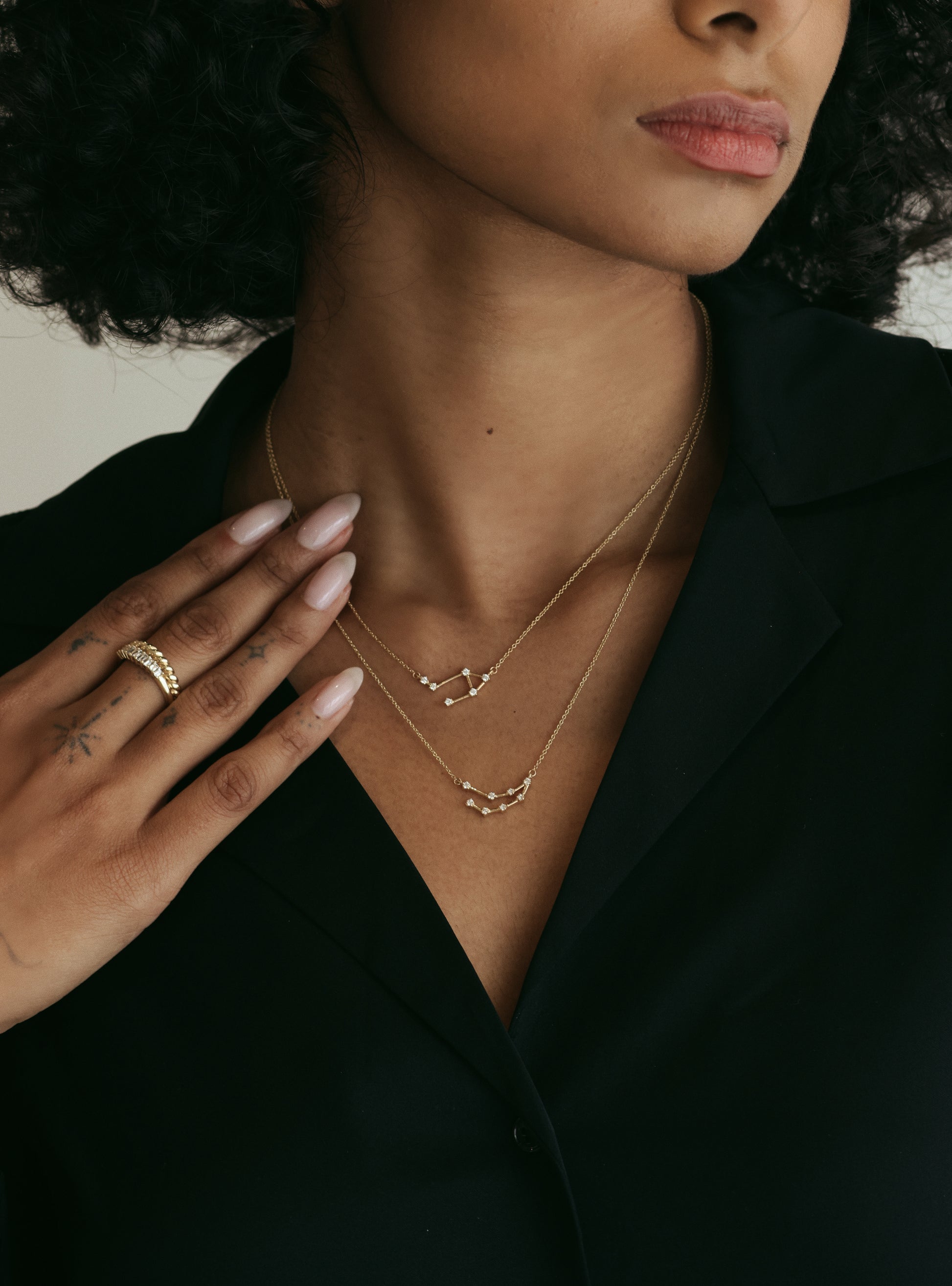 dainty 14k gold zodiac constellation necklace