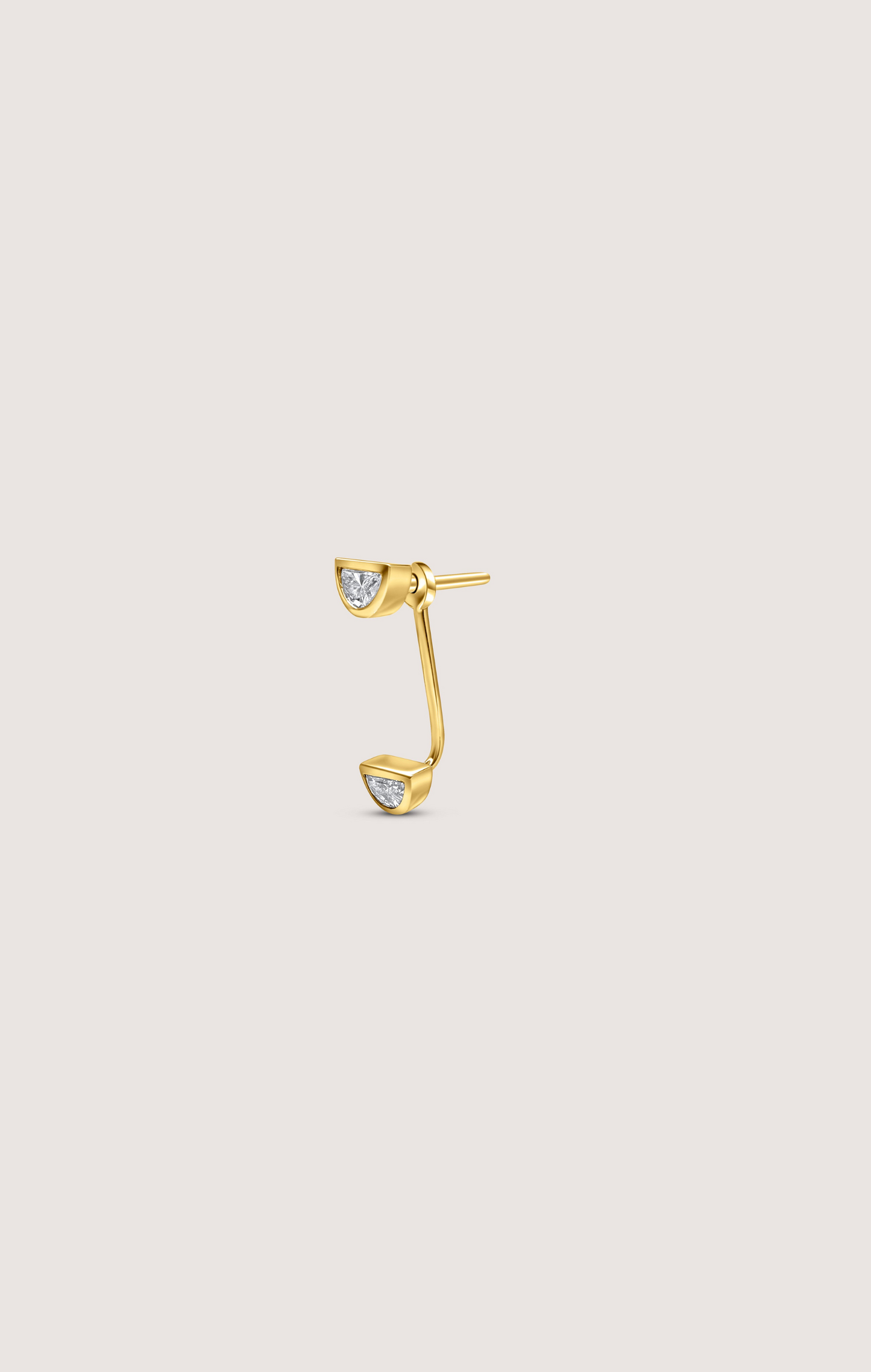 DIAMOND CRESCENT MOON STUD W/REMOVABLE JACKET IN 14K YELLOW GOLD